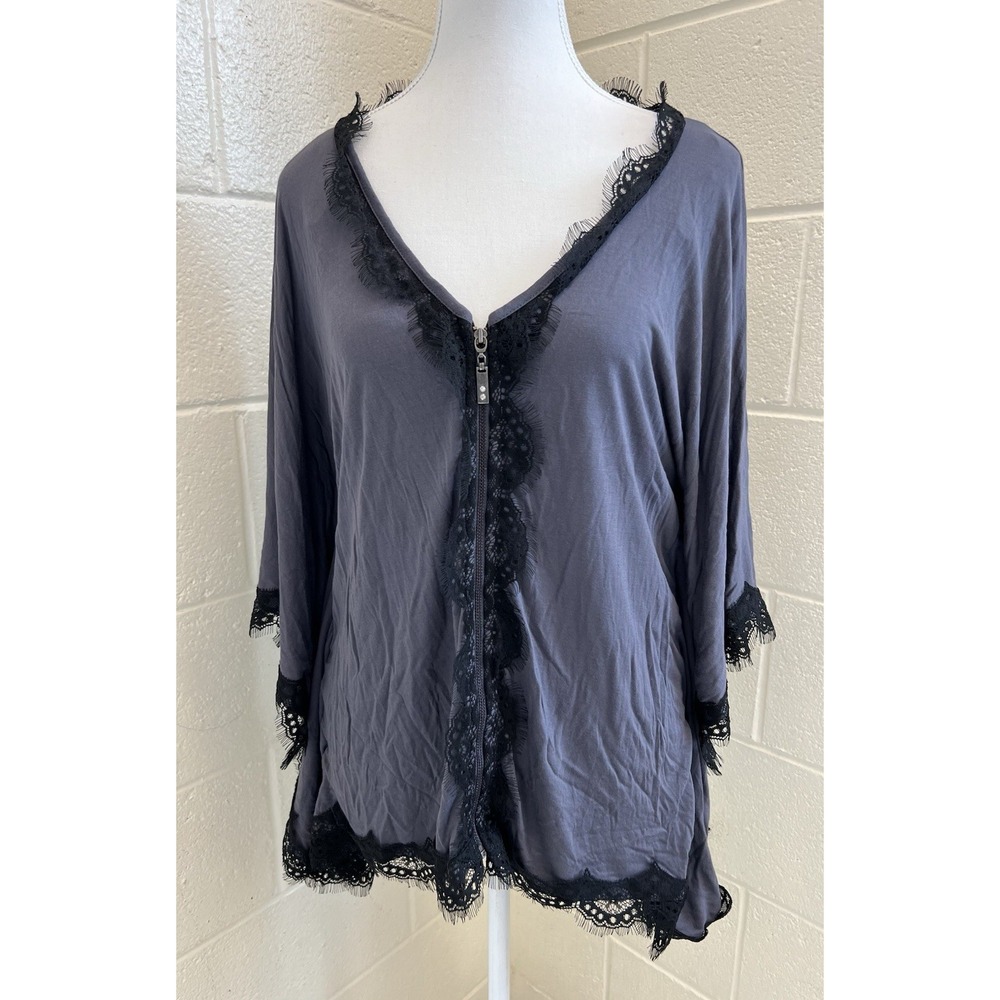 Kische cardigan NWT Medium Purple Black Lace Trim